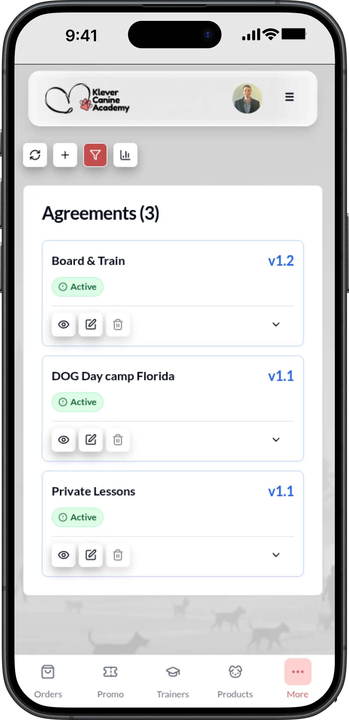KleverCanines Agreement Dashboard