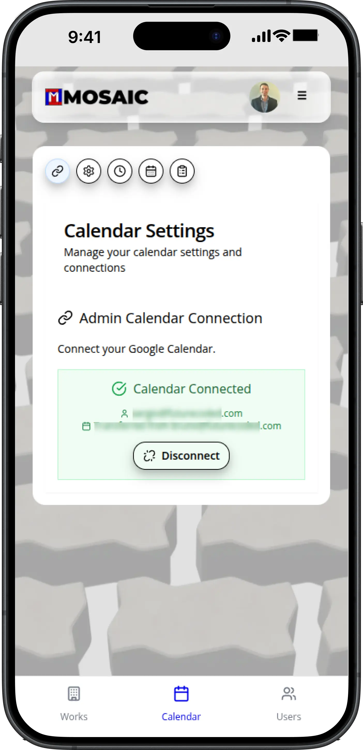Mosaic Calendar Settings
