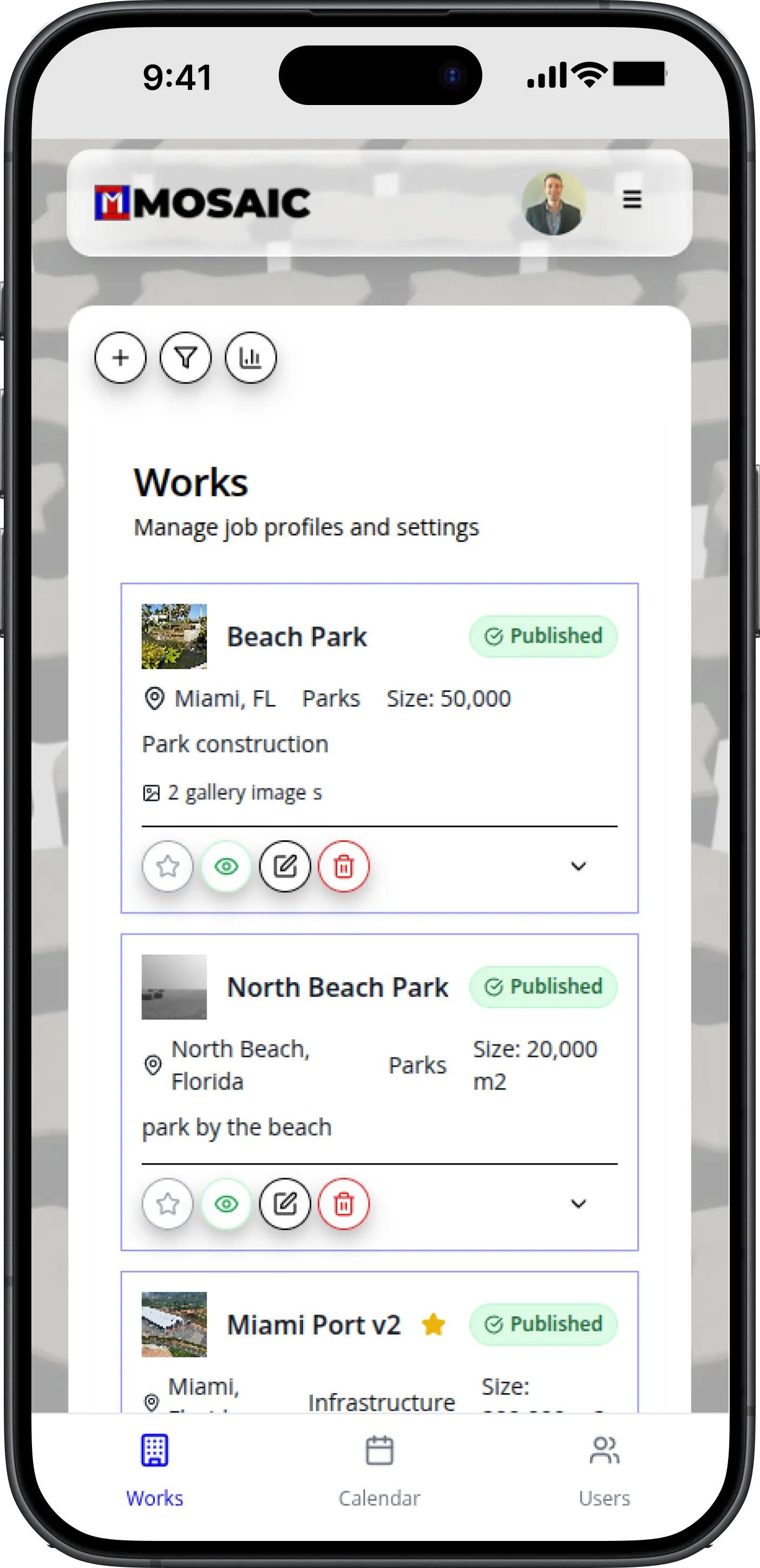 Mosaic Projects Management Dashboard